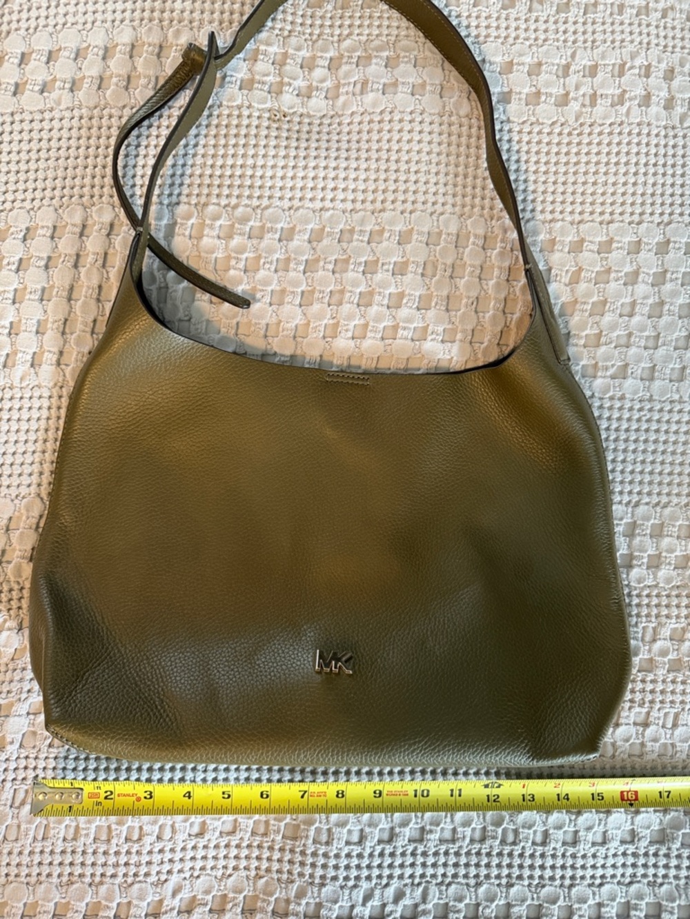 Michael Kors Olive Pebbled Leather Shoulder Hobo